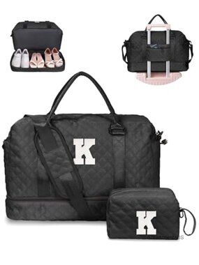 Duffel Bag with Shoe Compartment Initial Weekender Travel Luggage